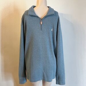 Vintage Polo by Ralph Lauren Quarter Zip Ribbed Cotton Sweater Sz XL Blue Green